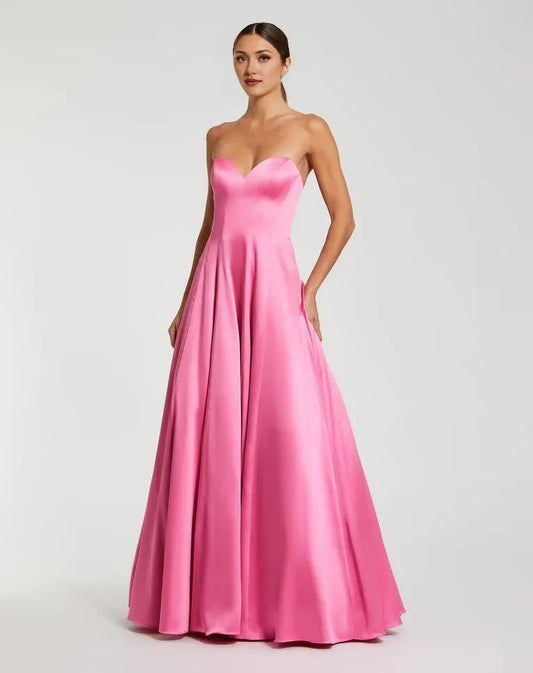Dress Hot Pink Satin Strapless Evening Gown With Full Dress Capturing Glamorous Sophistication Prom Dress