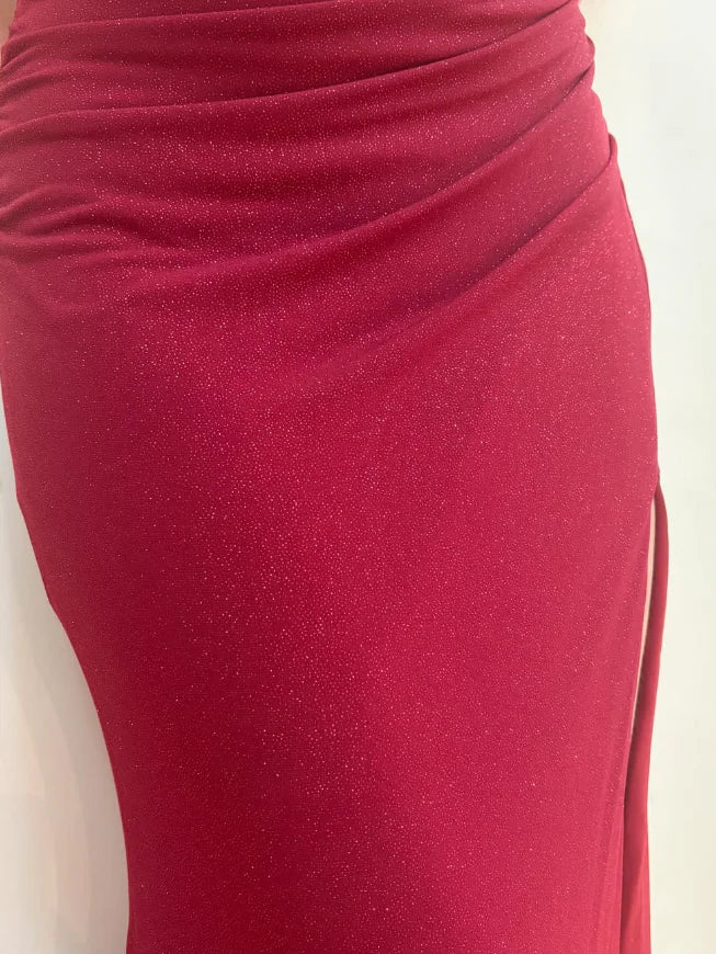 Dress Inspiration Mermaid Spaghetti Strap Red Satin Prom Dress Evening Dress With Slit Party Dress