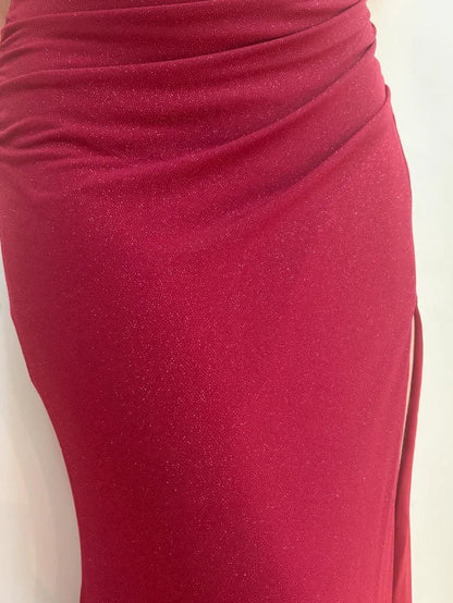 Dress Inspiration Mermaid Spaghetti Strap Red Satin Prom Dress Evening Dress With Slit Party Dress