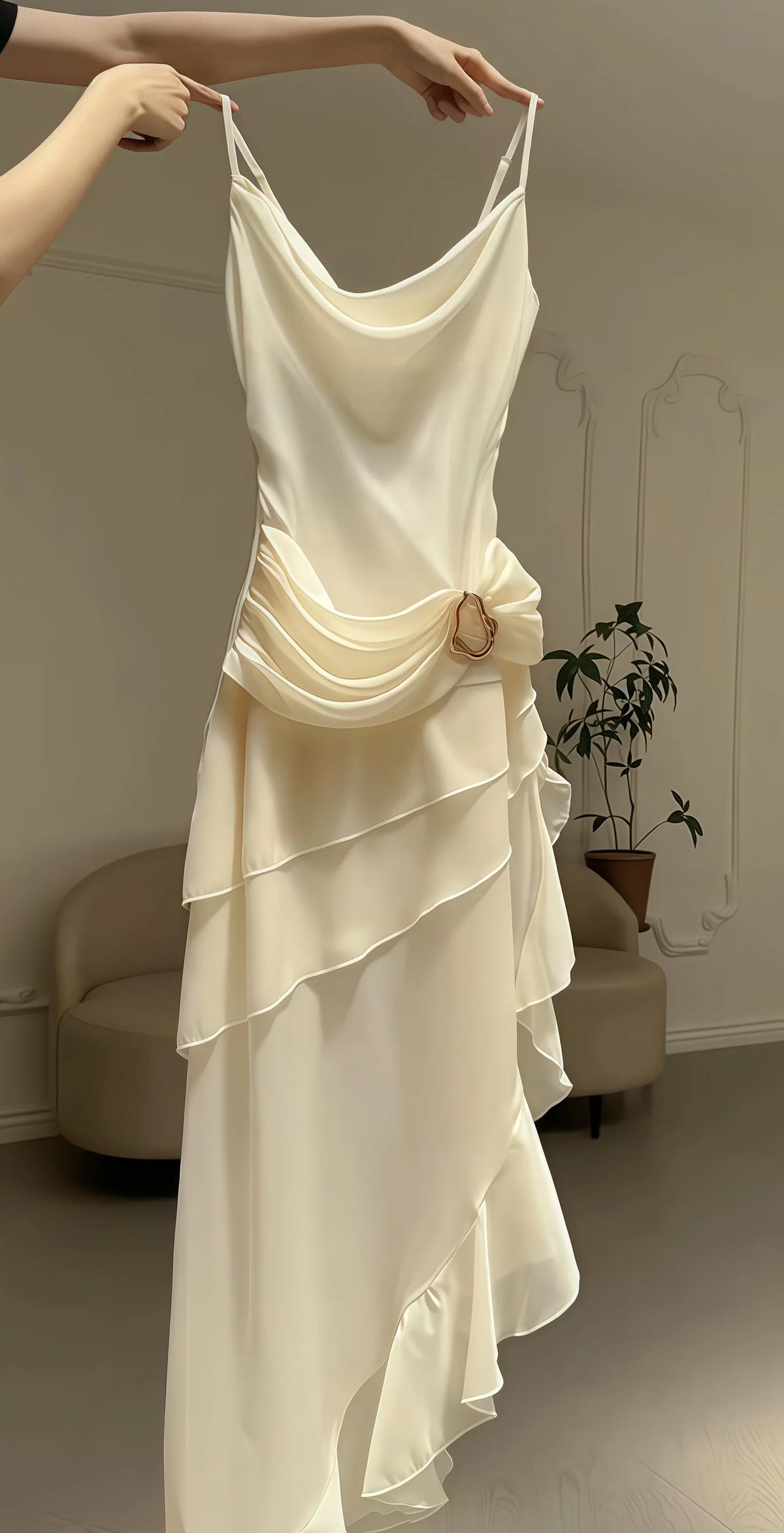 Dress Ivory Chiffon Sheath Party Dress Pleated Sleeveless Homecoming Dress
