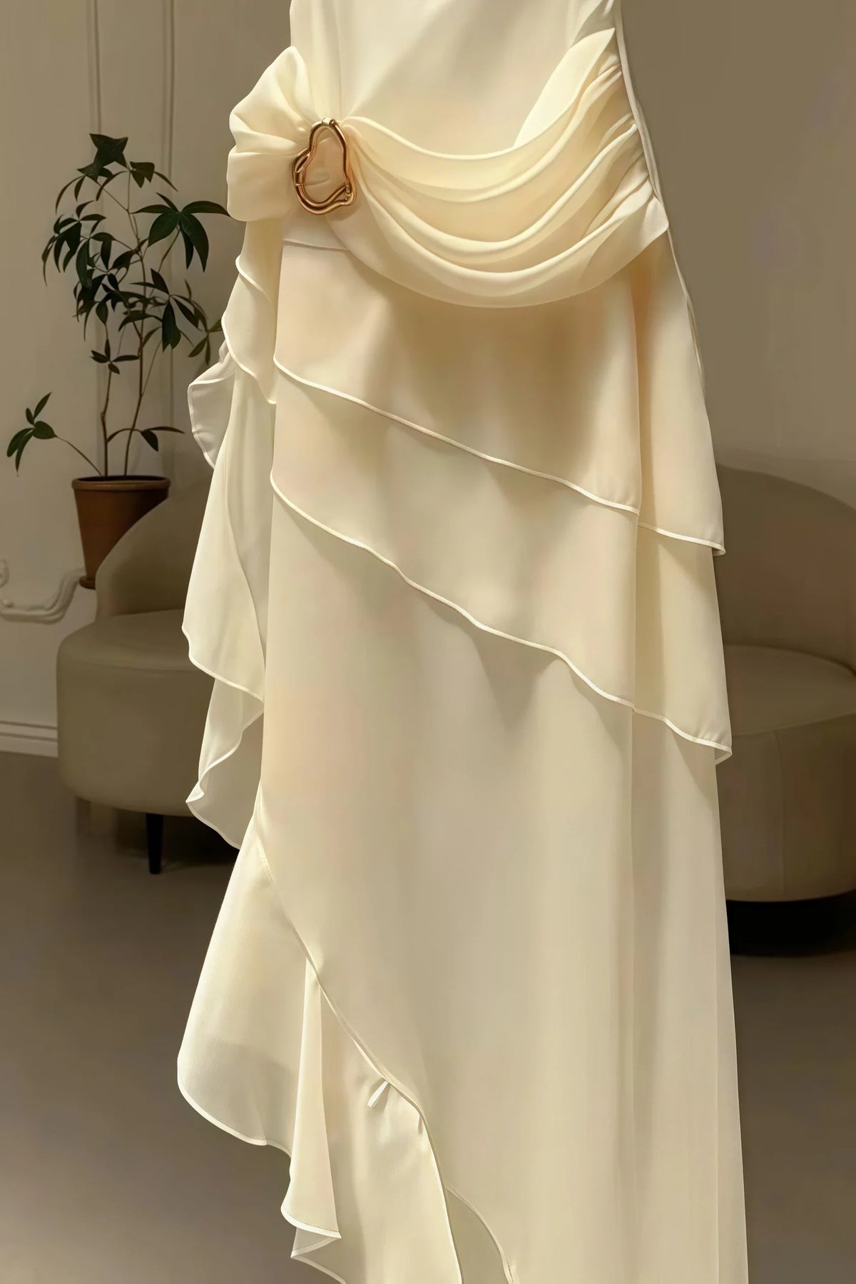 Dress Ivory Chiffon Sheath Party Dress Pleated Sleeveless Homecoming Dress