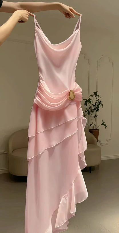 Dress Ivory Chiffon Sheath Party Dress Pleated Sleeveless Homecoming Dress