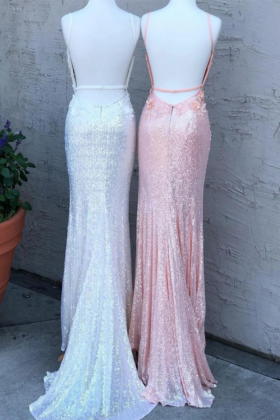 Dress Light Blue Sequin Fitted Formal Dress With 3D Flowers Prom Dress