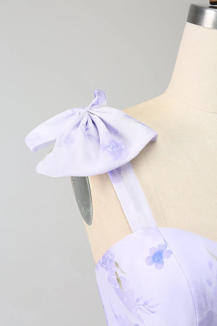 Dress Lilac Corset Floral A-Line Party Dress Maxi Dress With Lace Up Prom Dress