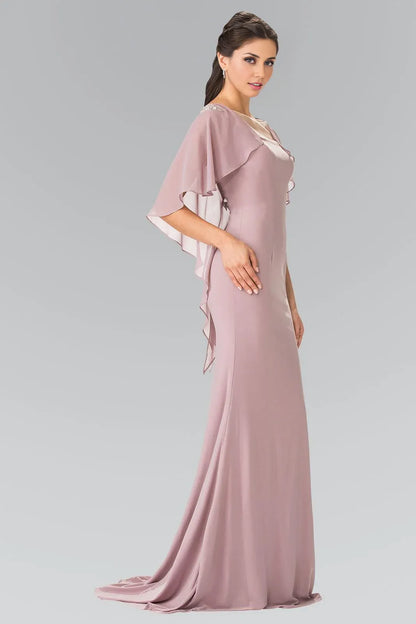 Dress Long Evening Gown Prom Cape Sleeves Dress Sheath/Column Mother of the Bride Dress