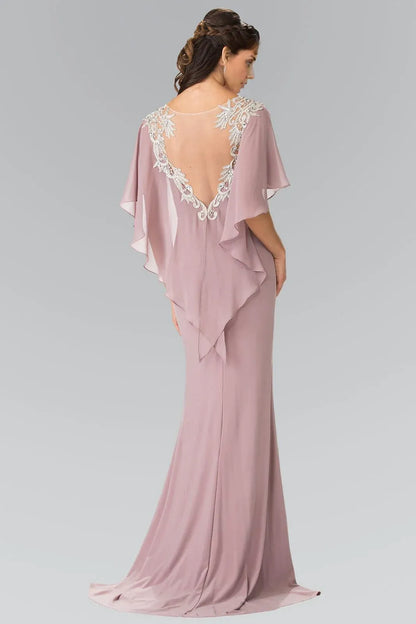Dress Long Evening Gown Prom Cape Sleeves Dress Sheath/Column Mother of the Bride Dress