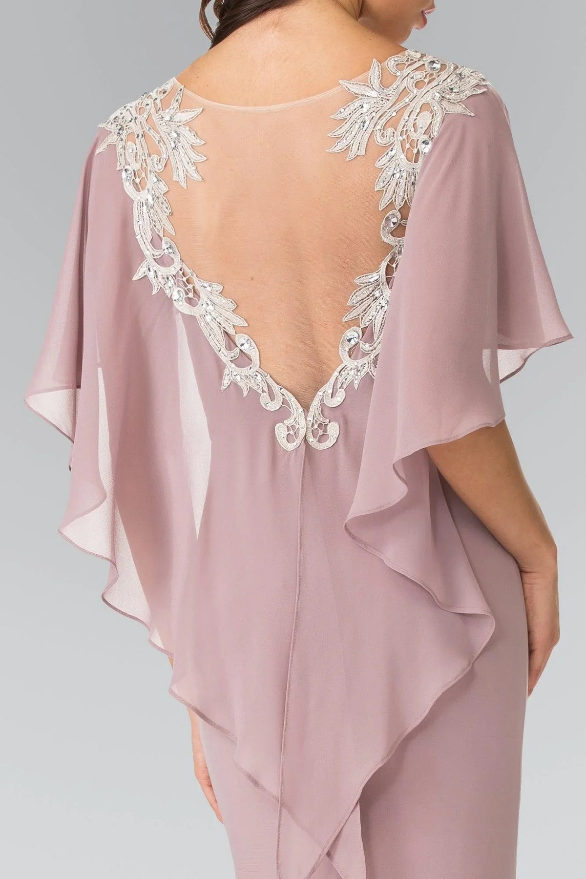 Dress Long Evening Gown Prom Cape Sleeves Dress Sheath/Column Mother of the Bride Dress