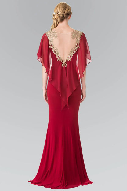 Dress Long Evening Gown Prom Cape Sleeves Dress Sheath/Column Mother of the Bride Dress