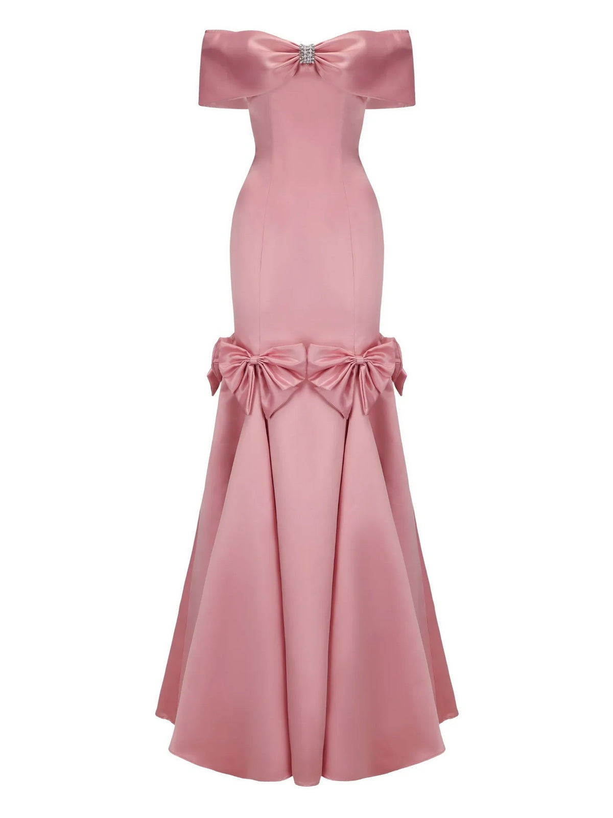 Dress Luxury Off the Shoulder Mermaid Trumpet Sleeveless Prom Dress Pink Maxi Dress With Bow