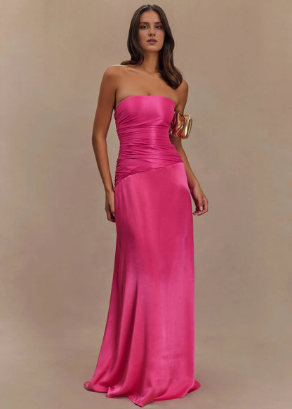 Dress Mermaid Sexy Formal Prom Party Dress Off-The-Shoulder Floor Length Sleeveless Wedding Guest Dress Pleats Prom Dress