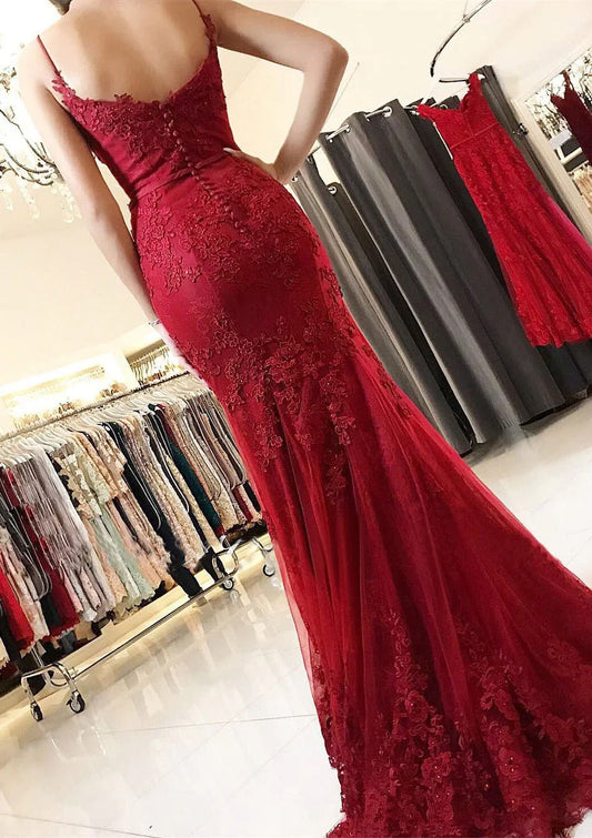 Dress Mermaid Sweetheart Sleeveless Floor-Length Tulle Prom Dress With Appliqued