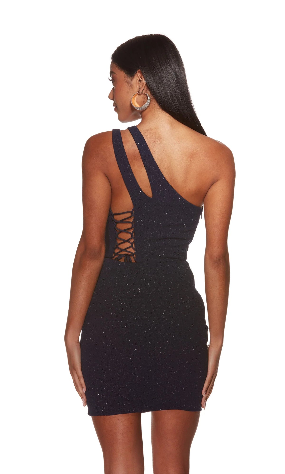 Dress Navy Blue Sequin Dress One Shoulder Neckline Cut Out Bodycon Silhouette And A Sparkling Finish Homecoming Dress
