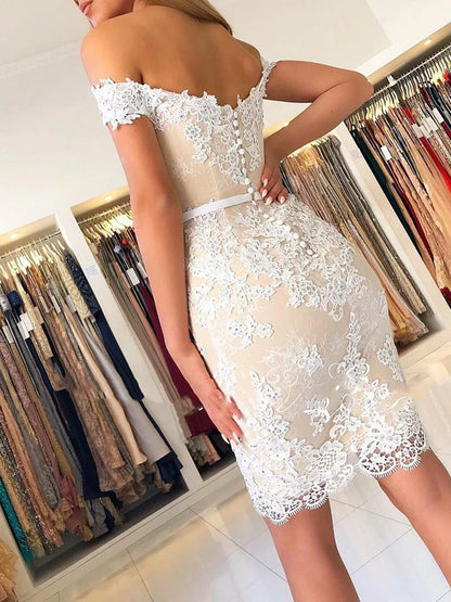 Dress Off-Shoulder Sheath Lace Sexy Short Homecoming Dresses Party Dress