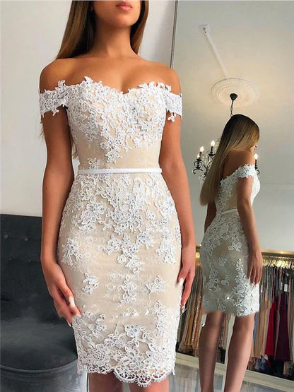 Dress Off-Shoulder Sheath Lace Sexy Short Homecoming Dresses Party Dress