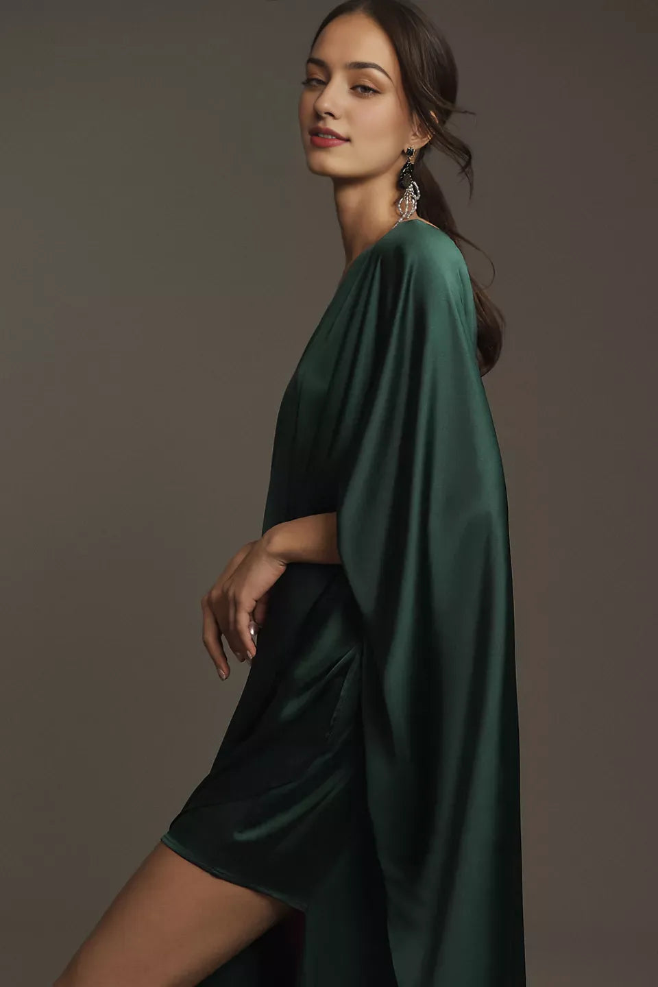 Dress One-Shoulder Satin Maxi Dress Simple Floor-Length Column Solid Color Prom Dress