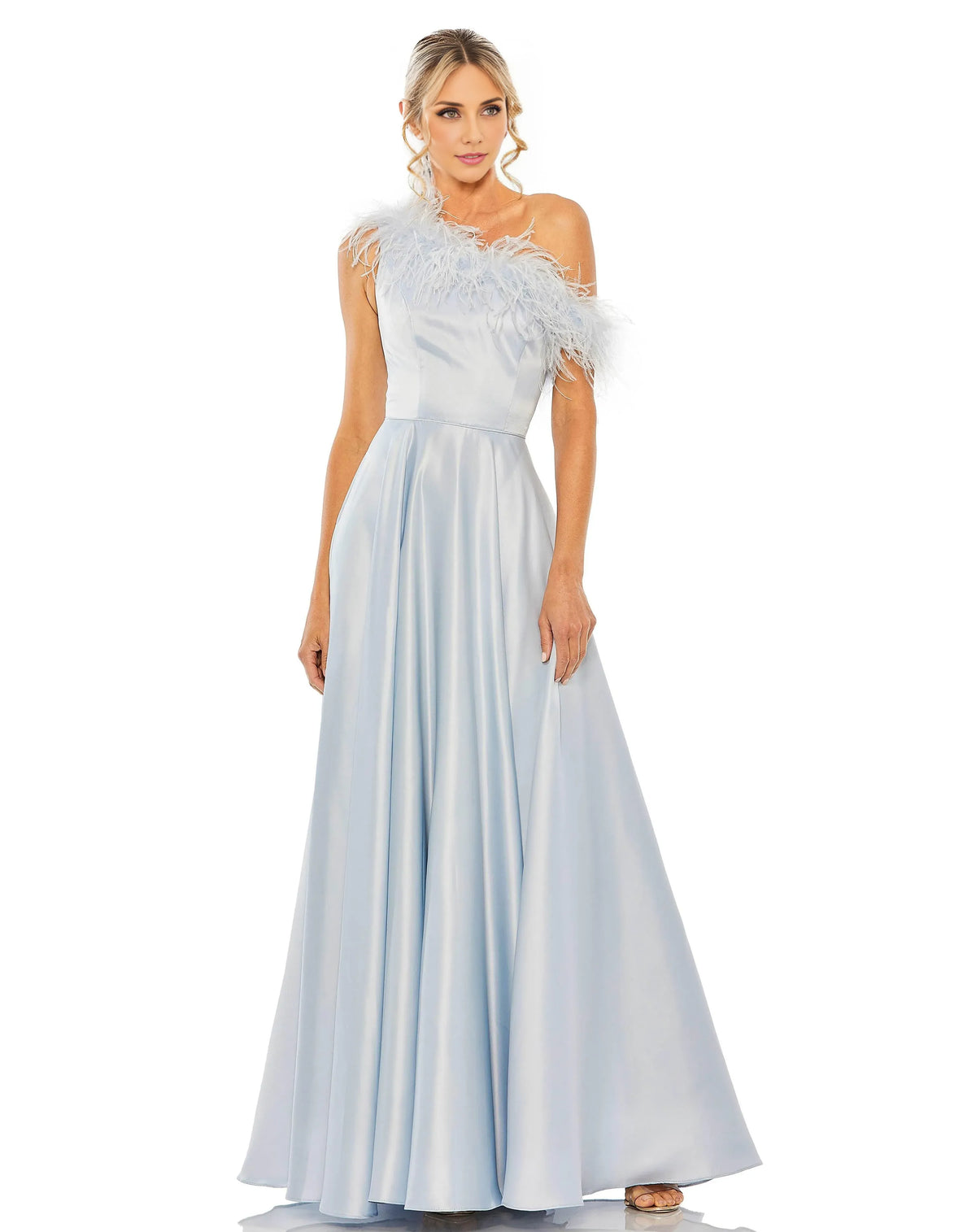 Dress One Shoulder Feather Prom Gown Satin Classic A-line Hot Pink Mother of the Bride Dress