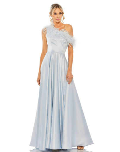 Dress One Shoulder Feather Prom Gown Satin Classic A-line Hot Pink Mother of the Bride Dress