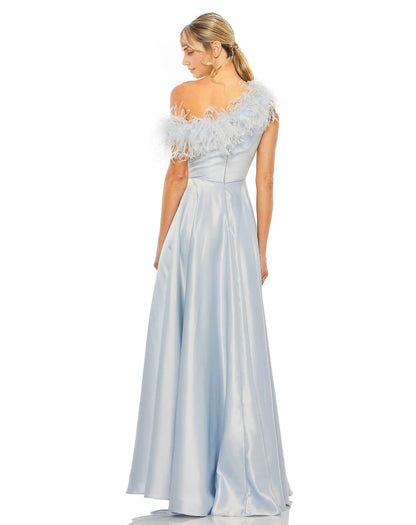Dress One Shoulder Feather Prom Gown Satin Classic A-line Hot Pink Mother of the Bride Dress