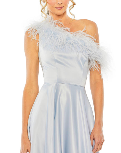 Dress One Shoulder Feather Prom Gown Satin Classic A-line Hot Pink Mother of the Bride Dress