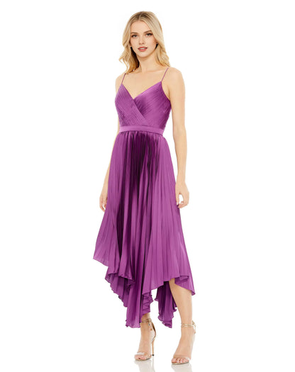 Dress Pleated V Neck Cocktail Midi Dress Spaghetti Strap Prom Dresses Sleeveless Evening Dresses