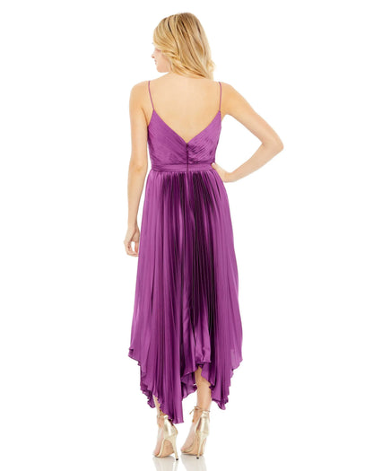 Dress Pleated V Neck Cocktail Midi Dress Spaghetti Strap Prom Dresses Sleeveless Evening Dresses