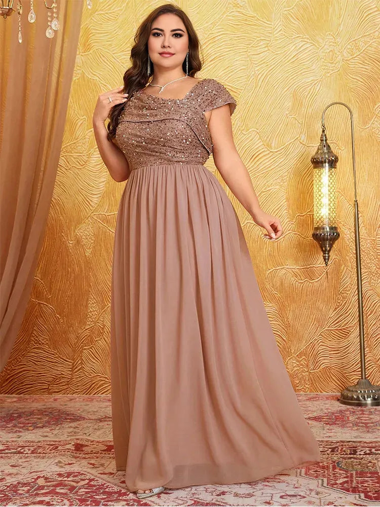 Dress Plus Size Shiny Sleeveless Evening Chiffon Floor Floor Bridesmaid Dress Luxury Banquet Floor Floor Prom Mom Dress