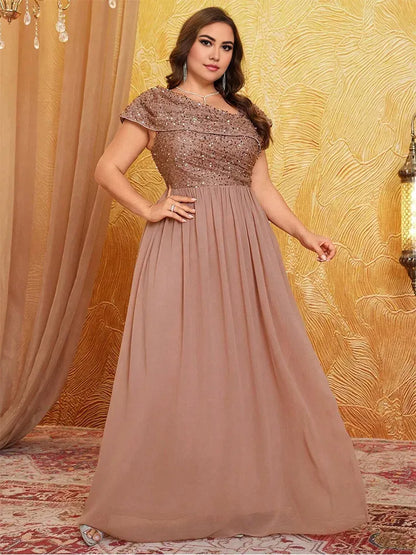 Dress Plus Size Shiny Sleeveless Evening Chiffon Floor Floor Bridesmaid Dress Luxury Banquet Floor Floor Prom Mom Dress
