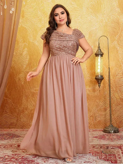 Dress Plus Size Shiny Sleeveless Evening Chiffon Floor Floor Bridesmaid Dress Luxury Banquet Floor Floor Prom Mom Dress