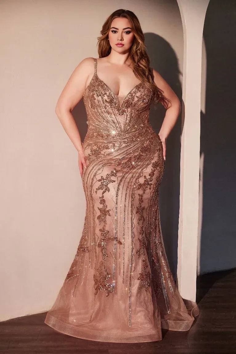 Dress Plus Size Black Mesh Gown Spaghetti Straps Plunging V Neck Sequin Embroidered Lace And A Mermaid Silhouette Prom Dress