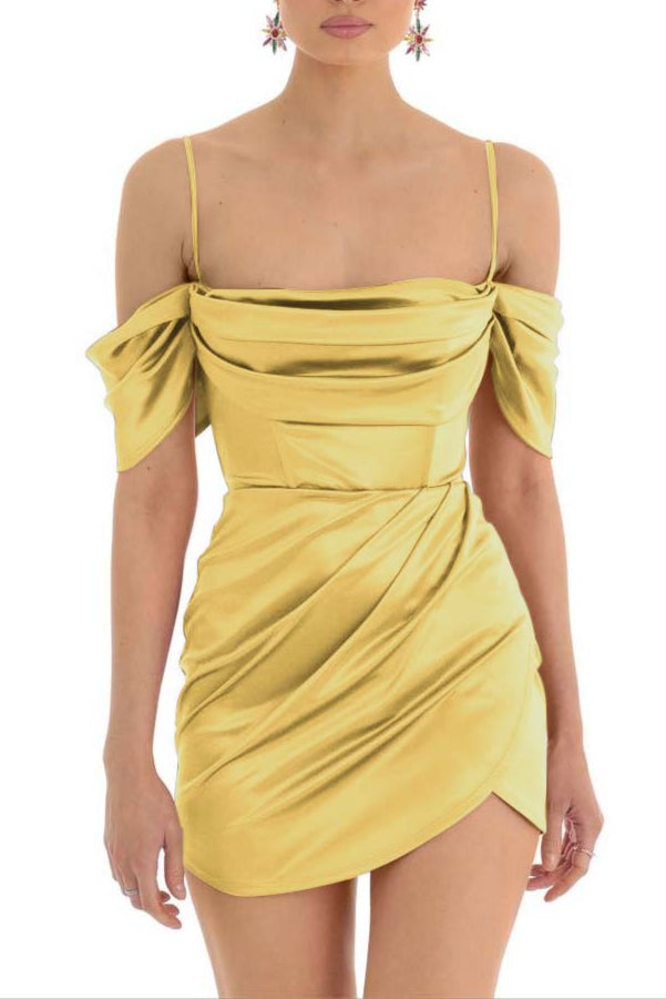 Dress Pretty Fuchsia Spaghetti Straps Pleats Off The Shoulder Short Mini Lace Up Homecoming Dress