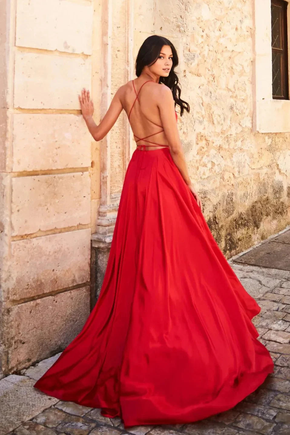 Dress Purple Satin Gown Spaghetti Straps Square Neck High Slit Skirt And A Floor Length Silhouette Prom Dress