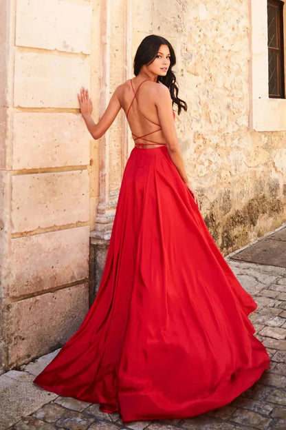 Dress Purple Satin Gown Spaghetti Straps Square Neck High Slit Skirt And A Floor Length Silhouette Prom Dress