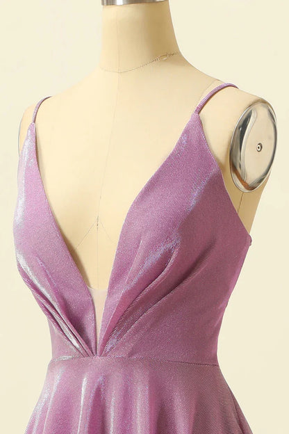 Dress Purple V-neck Spaghetti Straps Maxi Dress Prom Dress Formal Dress With Sparkly Evening Dress