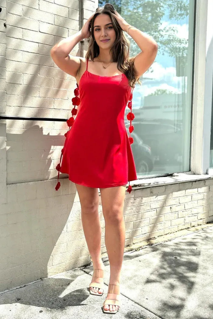 Dress Red Backless Short Homecoming Dress Satin Spaghetti Straps Sleeveless Party Dress