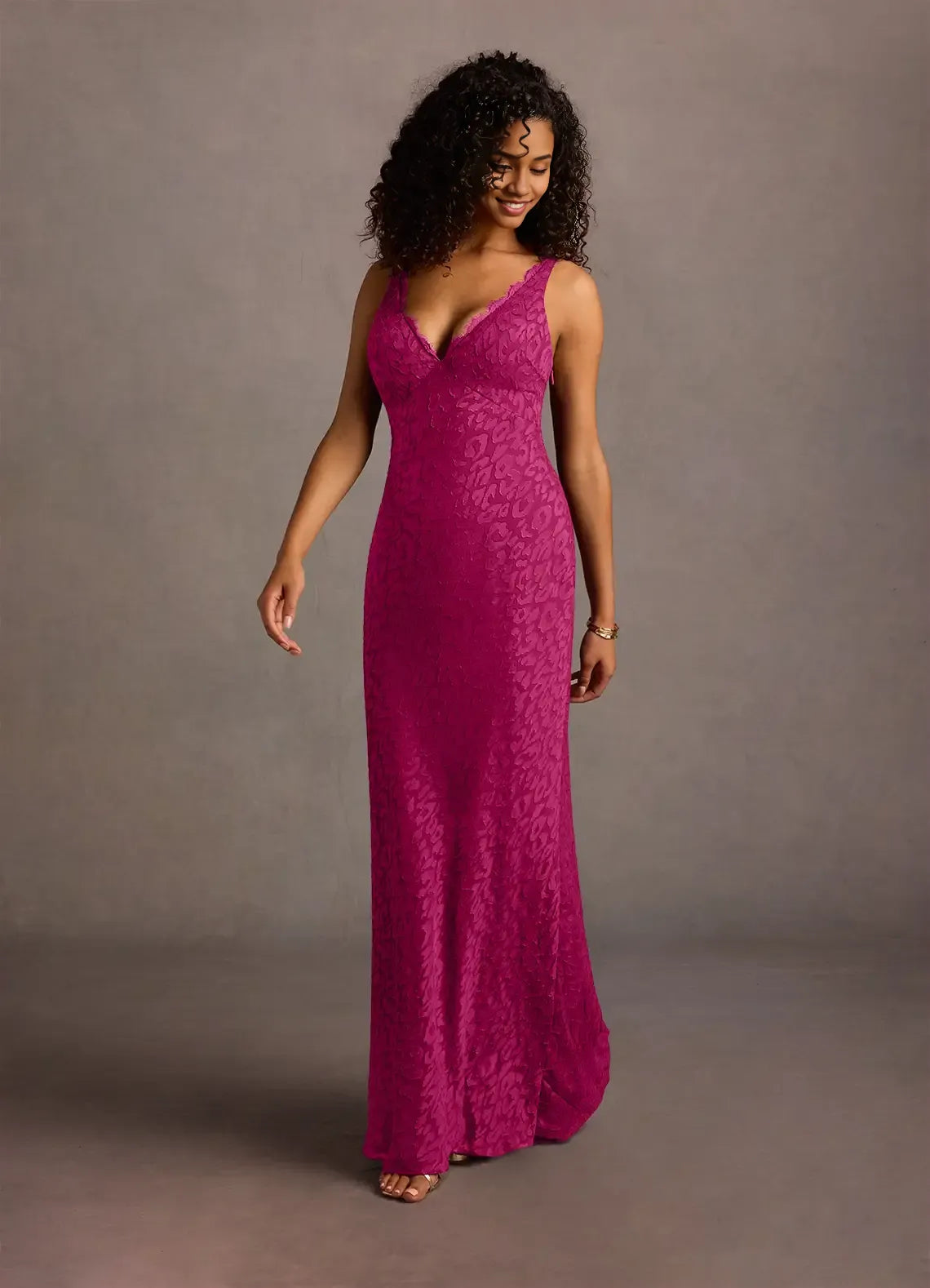 Dress Regular Straps Deep V Neck Elegant Lace Appliques Maxi Dress Sleeveless Mermaid Backless Prom Dress