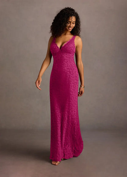 Dress Regular Straps Deep V Neck Elegant Lace Appliques Maxi Dress Sleeveless Mermaid Backless Prom Dress