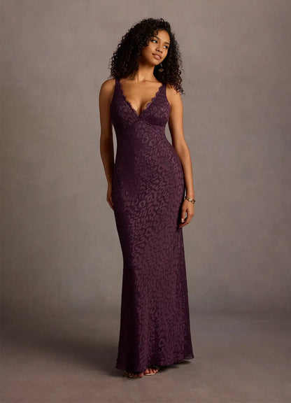 Dress Regular Straps Deep V Neck Elegant Lace Appliques Maxi Dress Sleeveless Mermaid Backless Prom Dress