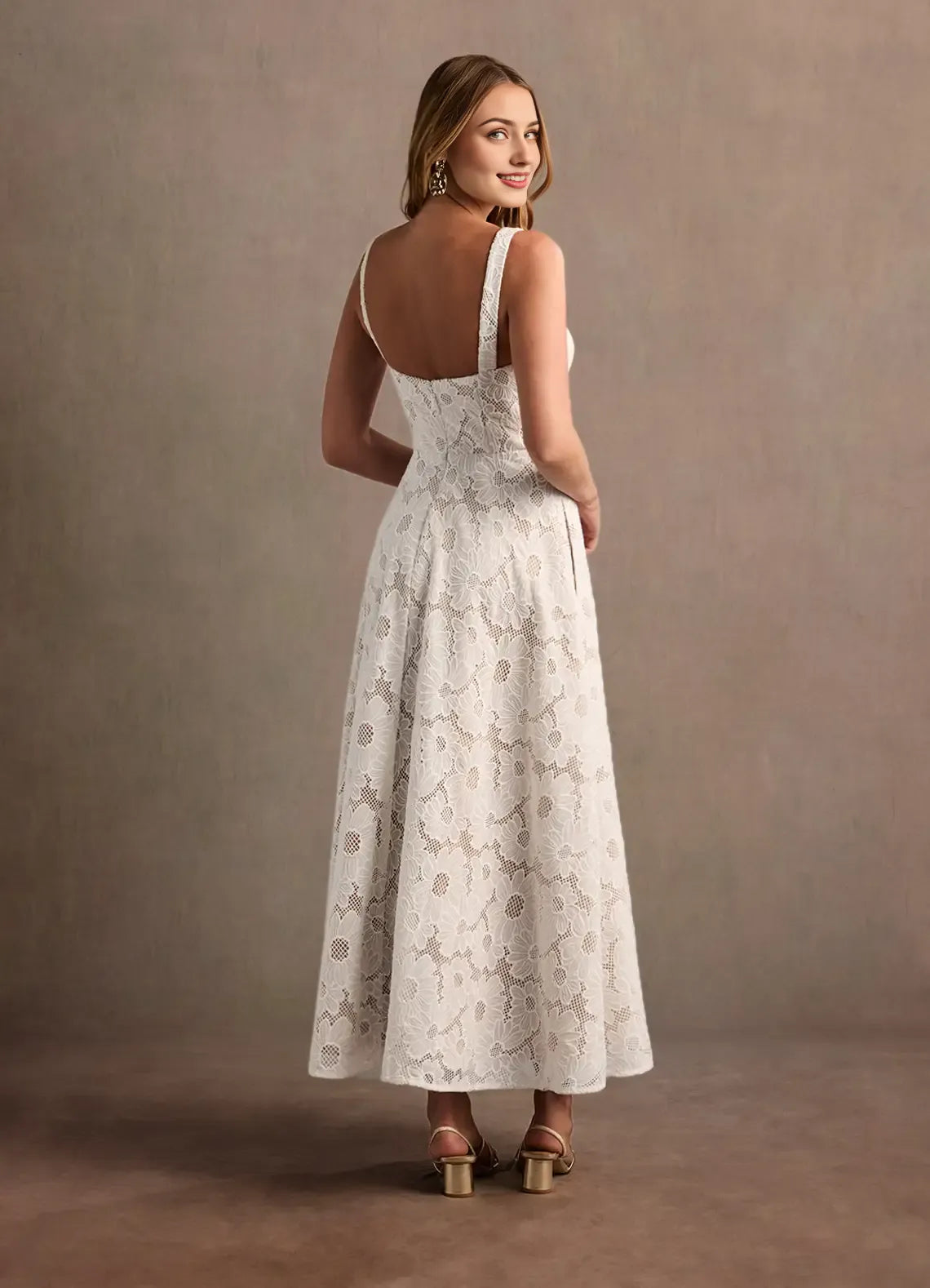 Dress Regular Straps Elegant Sweetheart Maxi Dress Prom Dress Modern Lace A-Line White Evening Dress