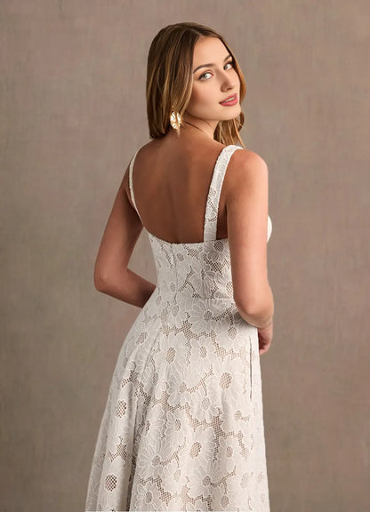 Dress Regular Straps Elegant Sweetheart Maxi Dress Prom Dress Modern Lace A-Line White Evening Dress