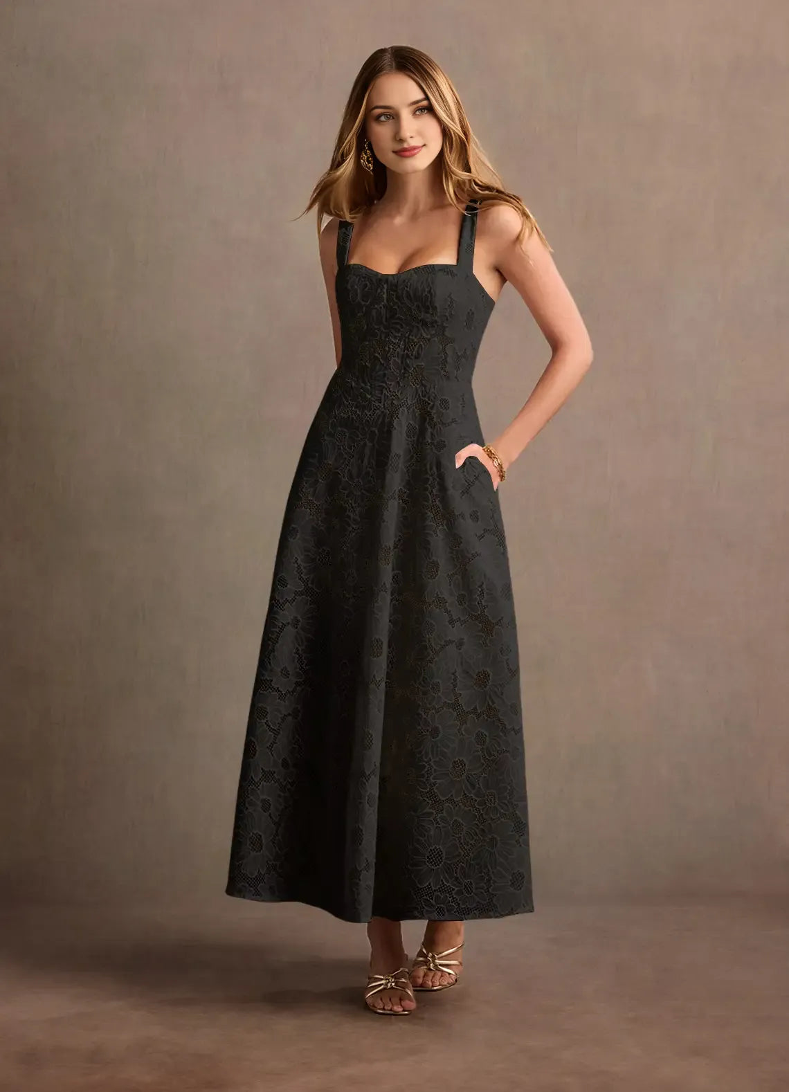Dress Regular Straps Elegant Sweetheart Maxi Dress Prom Dress Modern Lace A-Line White Evening Dress