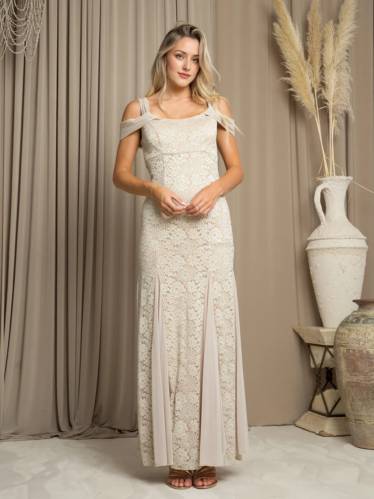 Dress Regular Straps Formal Zipper Up Prom Dress Sleeveless Floor Length Evening Dress With Lace Appliques
