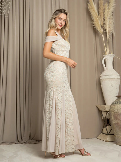 Dress Regular Straps Formal Zipper Up Prom Dress Sleeveless Floor Length Evening Dress With Lace Appliques