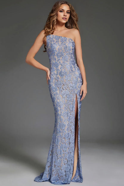Dress Romantic Lace Appliques Long One Shoulder Evening Gown Formal Dress Sleeveless Prom Dress With Hight Slit