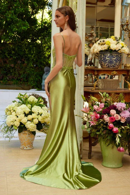 Dress Romantic Long Fitted Sequin Formal Dress Corset Spaghetti Straps Sleeveless Prom Dress