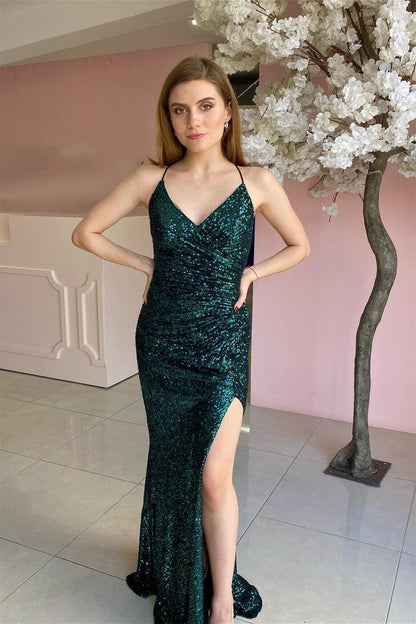 Dress Ruched Fuchsia Sequin Wrap Formal Dress Mermaid Lace-up Back Maxi Dress Prom Dress