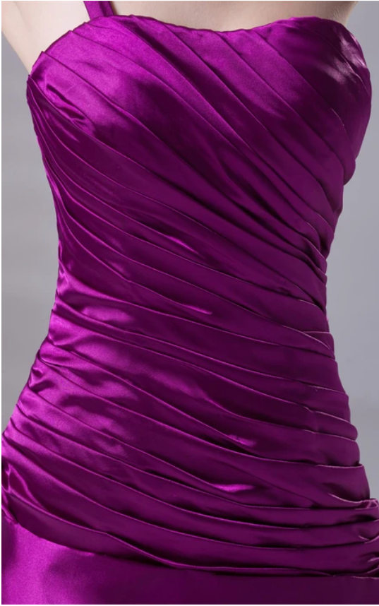 Dress Satin A-Line Floor-Length Ruched Dress With Single-Strap Design Formal Wear Dresses