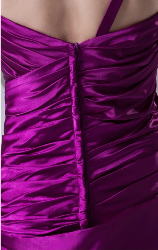 Dress Satin A-Line Floor-Length Ruched Dress With Single-Strap Design Formal Wear Dresses