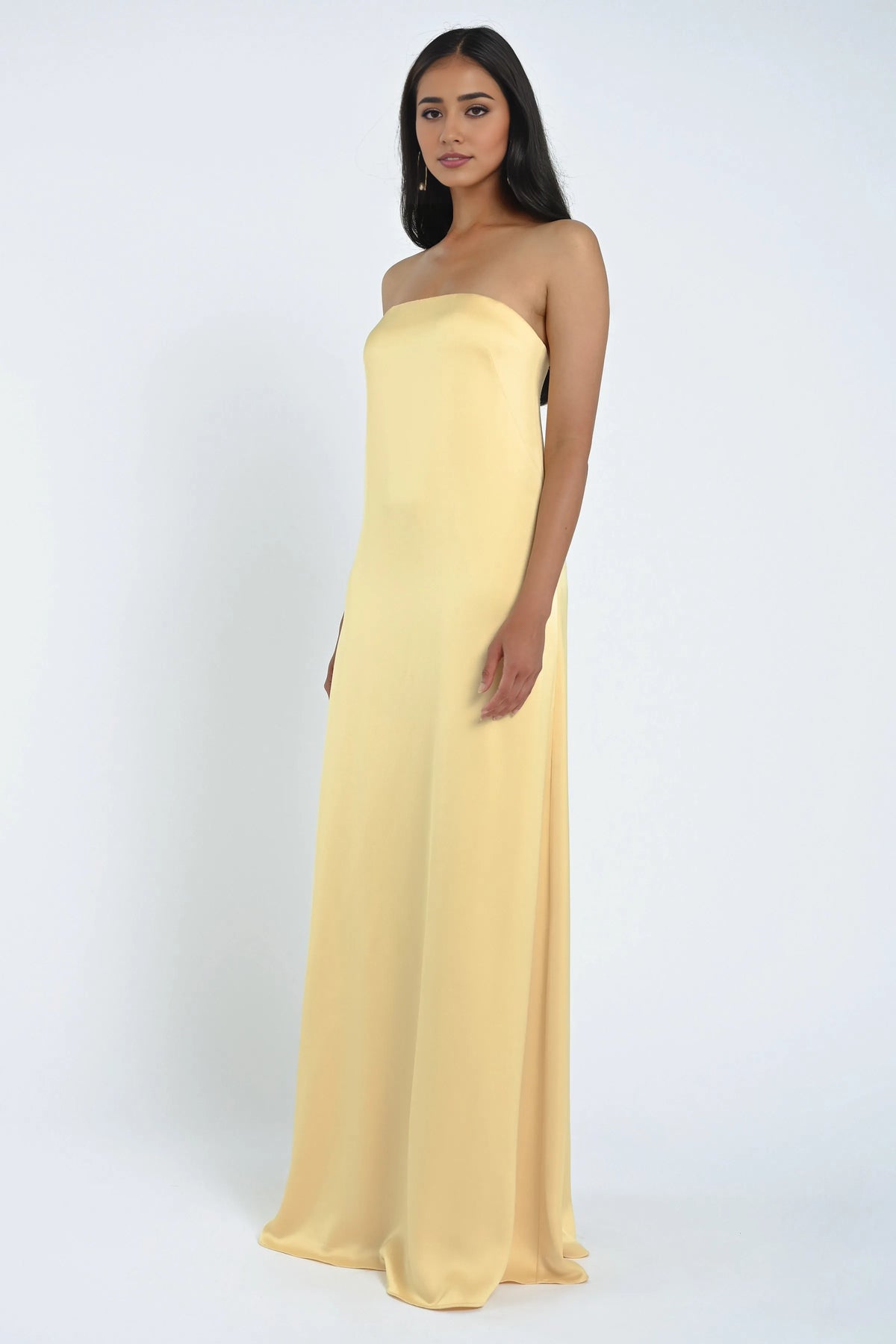 Dress Satin Classic Straight Strapless Neck Sleeveless Evening Dress Bridesmaid Dress A-line Floor-Length Back Zip Prom Dress