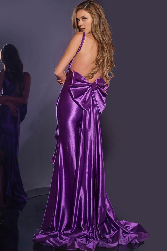 Dress Satin Corset Gown with Ruffle Detail and Back Bow Prom Dress/Formal Wear Dresses