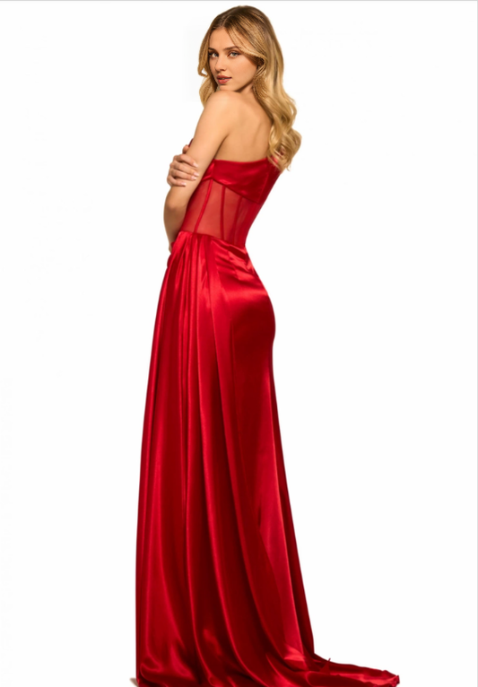 Dress Satin Prom Dress for Women Long Mermaid Formal Dress One Shoulder Sweep Train Cocktail Evening Gown Prom Dress